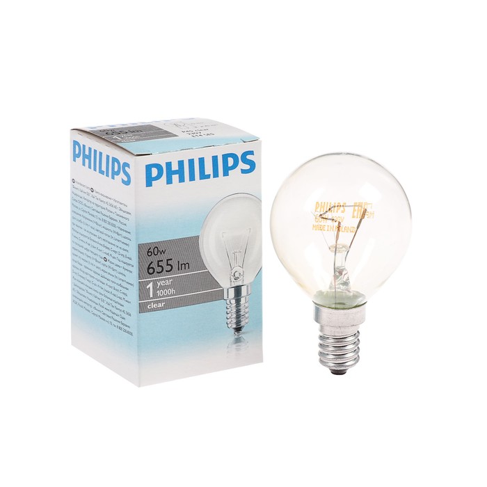 Лампа накаливания Philips Stan P45 CL 1CT/10X10, E14, 60 Вт, 230 В оптом