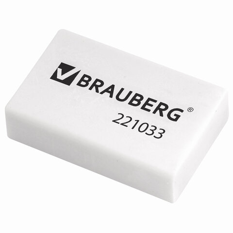 Ластик BRAUBERG, 26х17х7 мм, белый, прямоугольный, 221033 оптом
