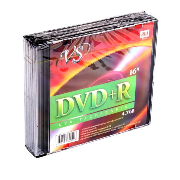 Диск DVD+R VS 4,7 Гб 16х slim оптом