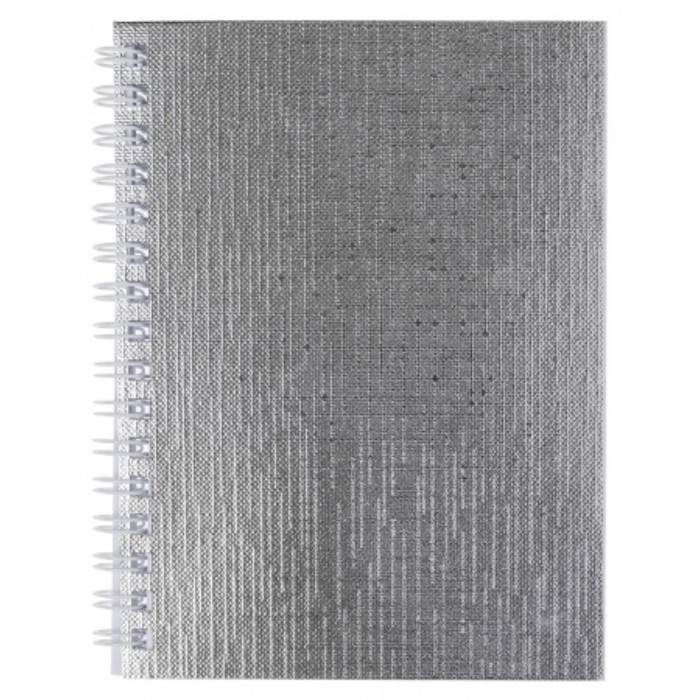 Записная книжка А6, 80 листов на гребне METALLIC, обложка бумвинил, серебро оптом