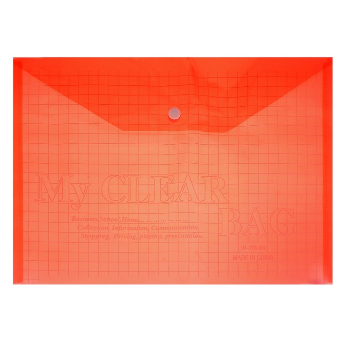 Папка-конверт на кнопке Calligrata "Клетка" А4, 140 мкм, тонированная, красная оптом