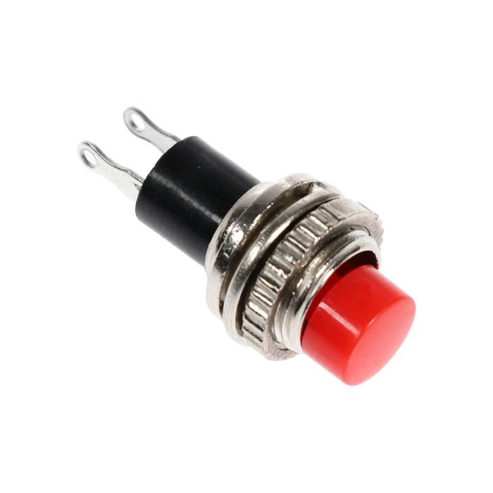Выключатель-кнопка, 250 В, 2 А, ON-OFF, 2с, d=10,2 мм, без фиксации, металл, красная оптом