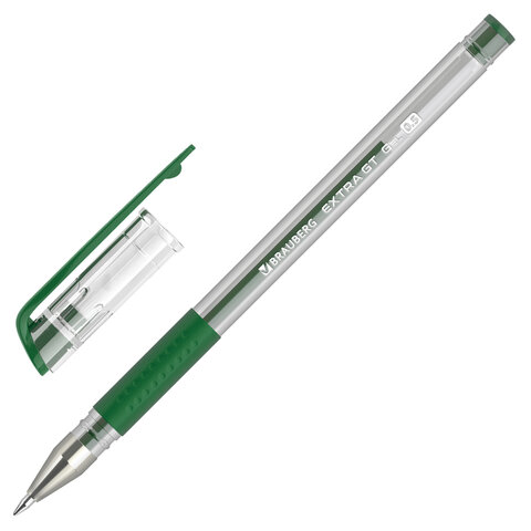 Ручка гелевая с грипом BRAUBERG "EXTRA GT", ЗЕЛЕНАЯ, стандартный узел 0,5 мм, линия 0,35 мм, 143922 оптом