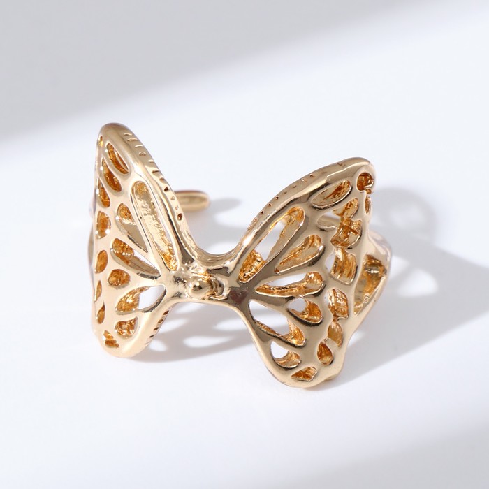 Кольцо "Крылья" бабочка, цвет золото, безразмерное оптом