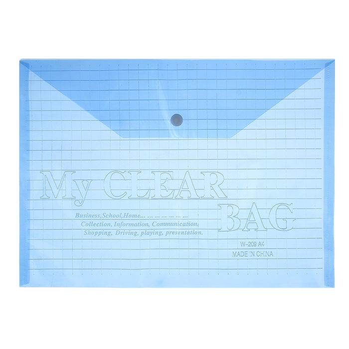 Папка-конверт на кнопке Calligrata "Клетка" А4, 140 мкм, тонированная, синяя оптом