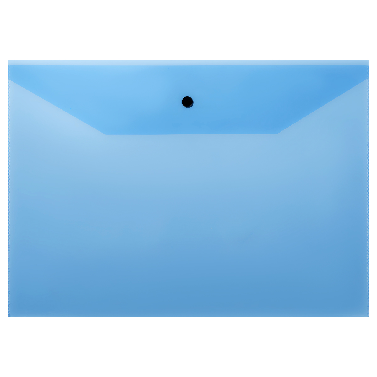 Папка-конверт на кнопке СТАММ А4, 120мкм, пластик, прозрачная, синяя оптом