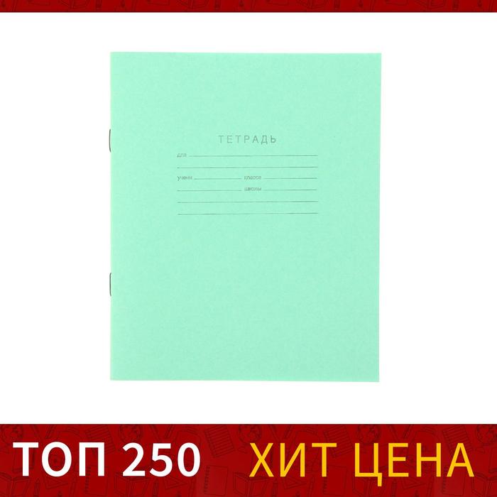 Тетрадь 12 листов в клетку "Зелёная обложка", бумажная обложка, блок №2 КПК, белизна 75% (серые листы), плотность 58-63 г/м2 оптом