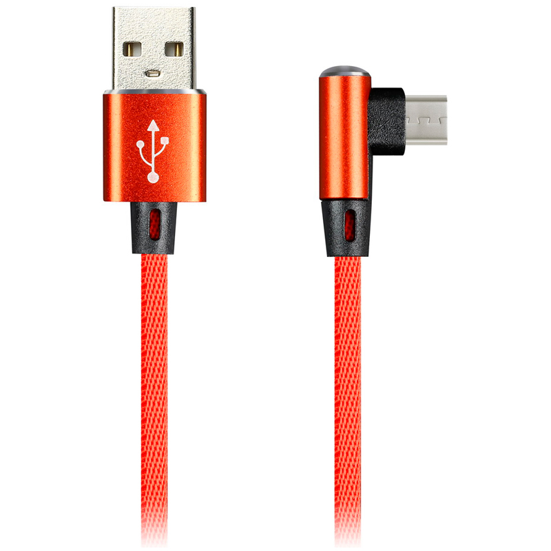 Кабель Smartbuy Flow3D L-type, USB2.0 (A) - microUSB (B), 2A output, 1м, красный оптом