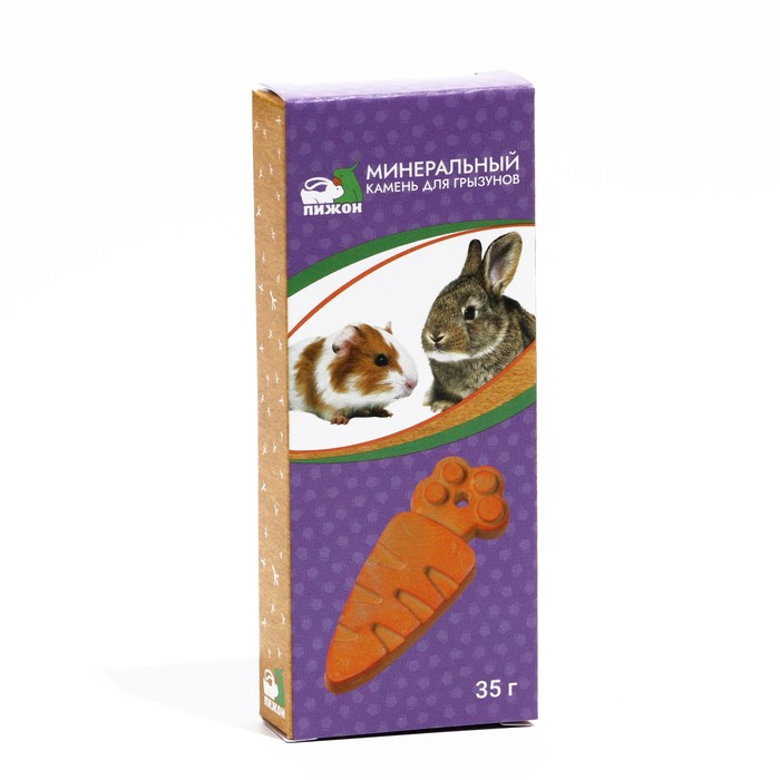 Минеральный камень "Пижон" для грызунов, морковка, 35 г оптом