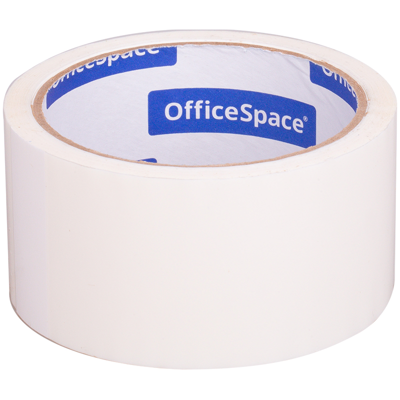 Клейкая лента упаковочная OfficeSpace, 48мм*40м, 45мкм, белая, ШК оптом