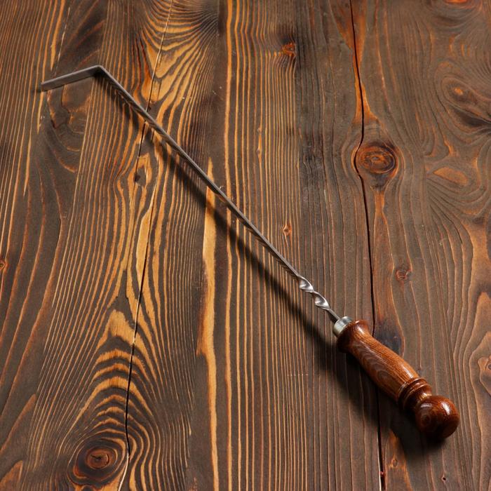 Кочерга узбекская с деревянной ручкой, матовая 40/1 см, полная длина 62 см, сталь 3 мм оптом