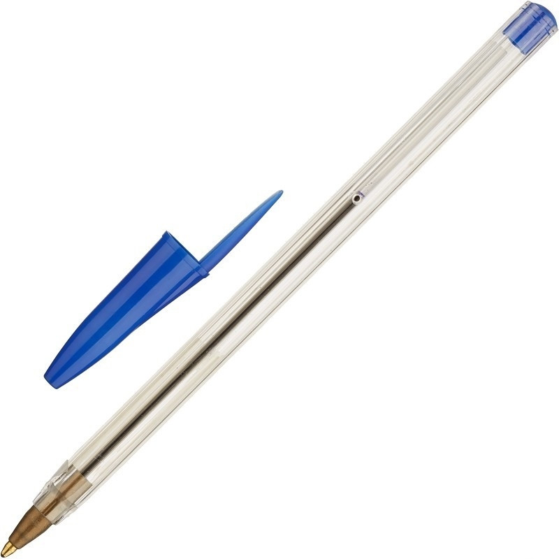 Ручка шариковая эконом, цвет чернил синий, 1 мм, прозрачный корпус оптом