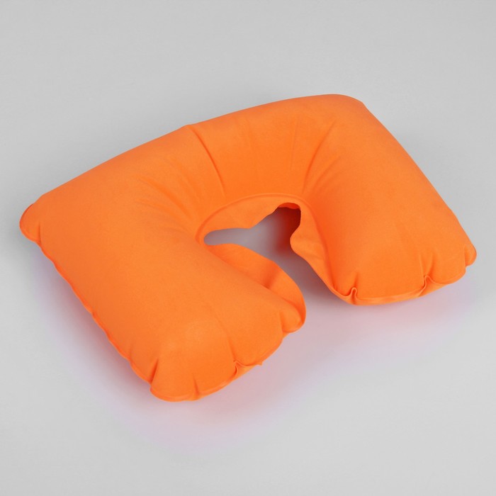 Подушка для шеи дорожная, надувная, 38 ? 24 см, цвет оранжевый оптом