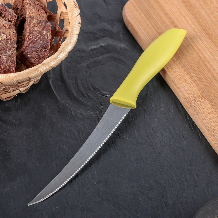 Нож кухонный «Ария», зубчатое лезвие 12 см, цвет МИКС оптом
