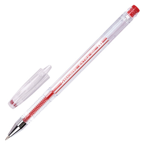 Ручка гелевая BRAUBERG "EXTRA", КРАСНАЯ, корпус прозрачный, узел 0,5 мм, линия 0,35 мм, 143903 оптом