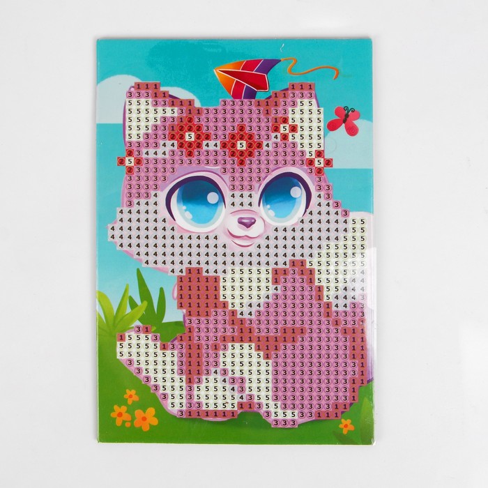 Алмазная мозаика для детей «Милый котик», 10х15 см. Набор для творчества оптом