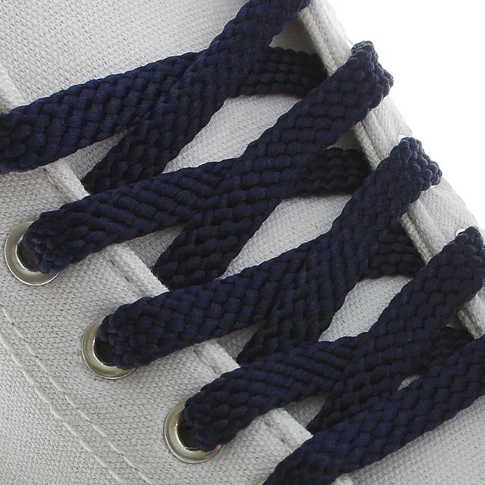 Шнурки для обуви плоские, 8 мм, 90 см, пара, цвет тёмно-синий оптом
