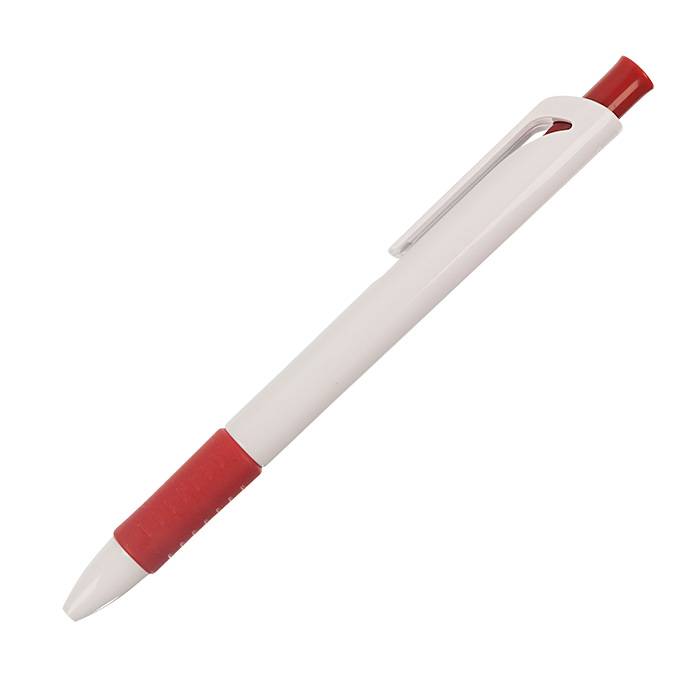 Ручка для логотипа автоматическая ВАНДА 0,7 мм бело-красный корпус резиновый грип оптом