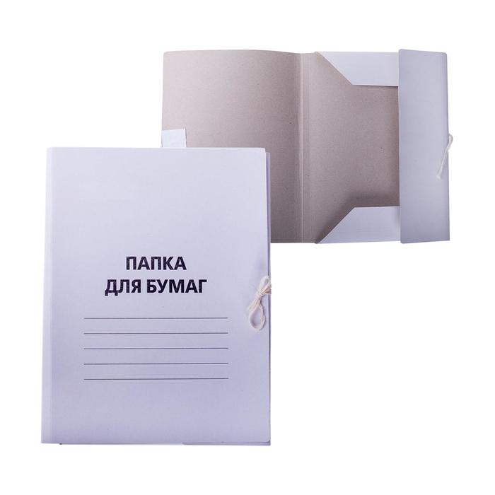Папка для бумаг с завязками Calligrata, картон немелованный, 220г/м2, белый, до 200л. оптом