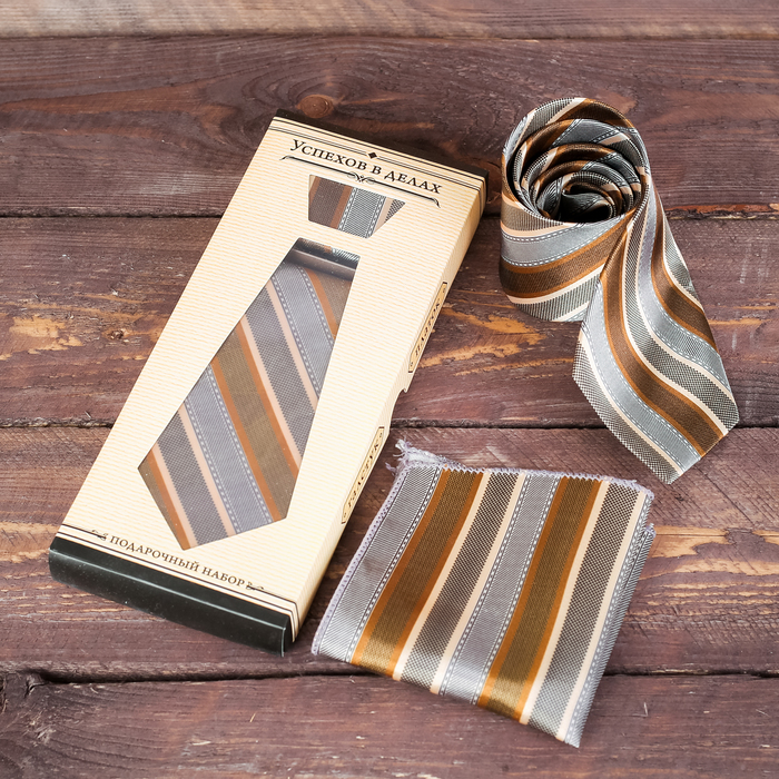 Подарочный набор: галстук и платок "Успехов в делах" оптом