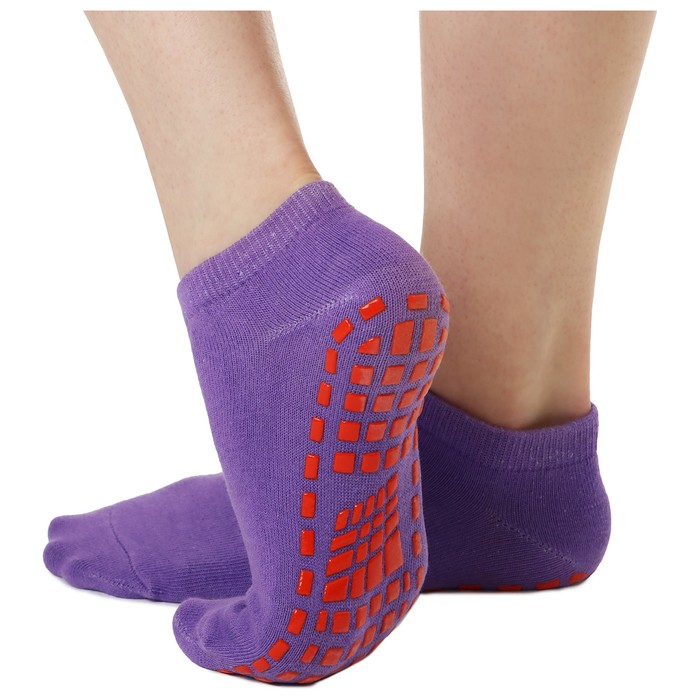 Носки для йоги прорезиненные, размер 36-41, прорезиненные, цвет фиолетовый оптом