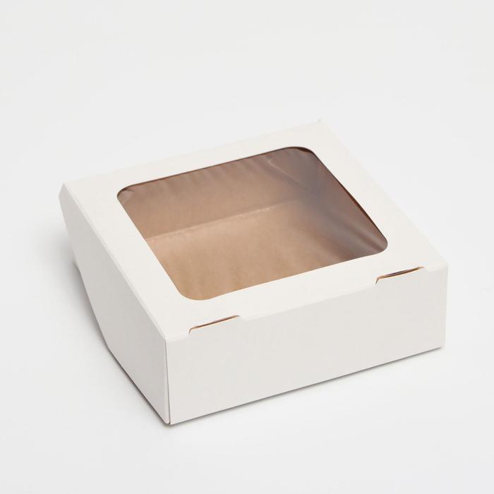 Коробка пищевая, с окном, белый, 11,5 х 11,5 х 4 см, МИКС оптом