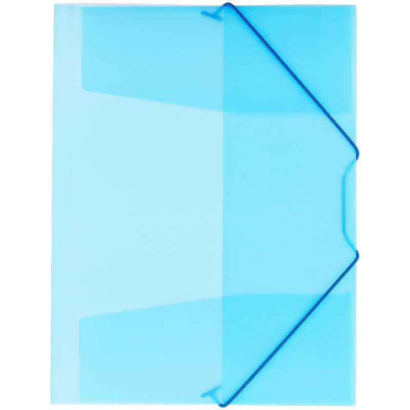 Папка на резинке OfficeSpace А4, 400мкм, синяя полупрозрачная оптом
