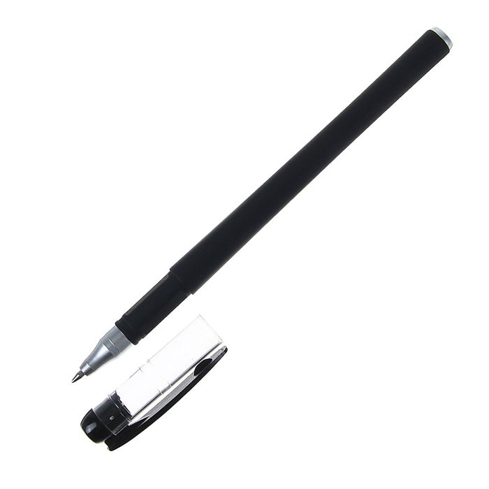 Ручка гелевая, 0.5 мм, стержень чёрный, чёрный корпус Soft-touch оптом