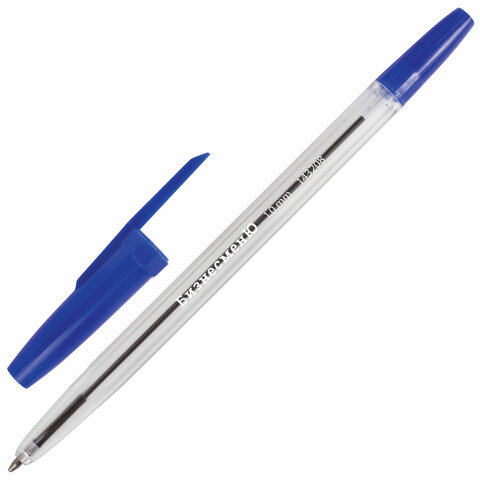 Ручка шариковая БИЗНЕСМЕНЮ "Line", корпус прозрачный, узел 1 мм, линия письма 0,5 мм, синяя, 143208 оптом