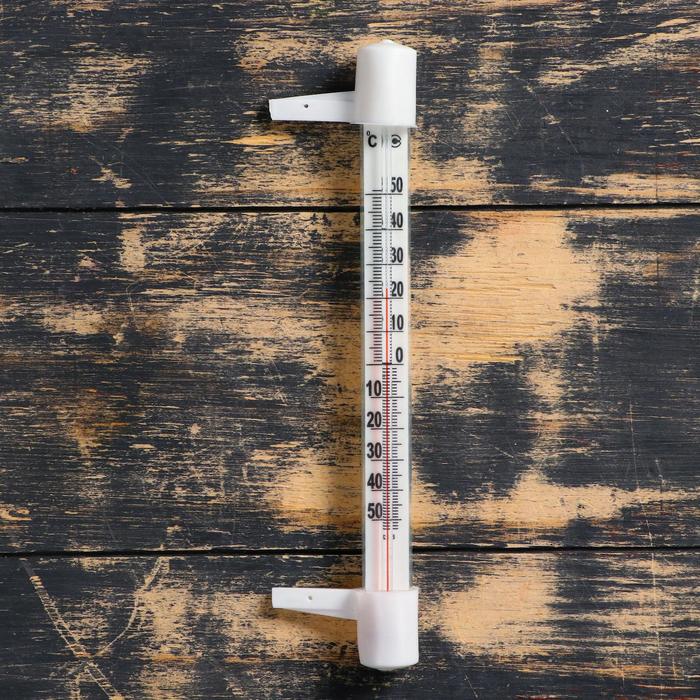 Термометр наружный (-50°С<Т<+50°С), пластиковая шкала,на "гвоздике", упаковка картон, микс оптом