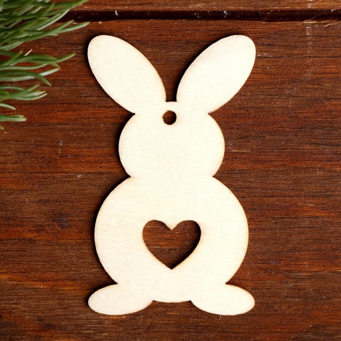 Деревянная подвеска «Заяц с сердечком» 8 ? 4,5 ? 0,2 см оптом