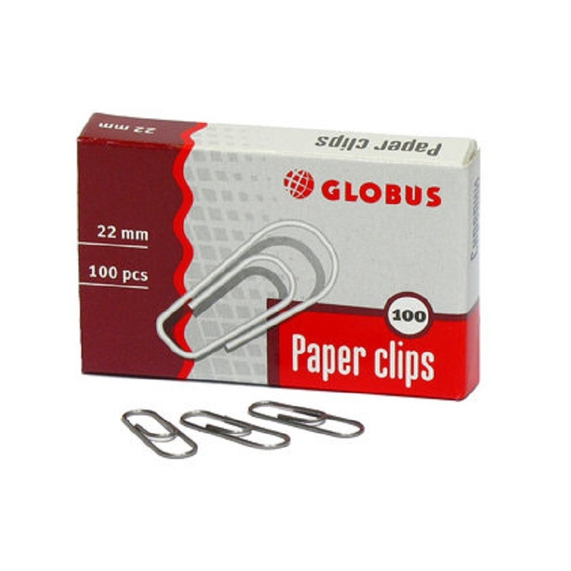 Скрепки Globus металлические без покрытия 22 мм 100 шт. в упаковке оптом