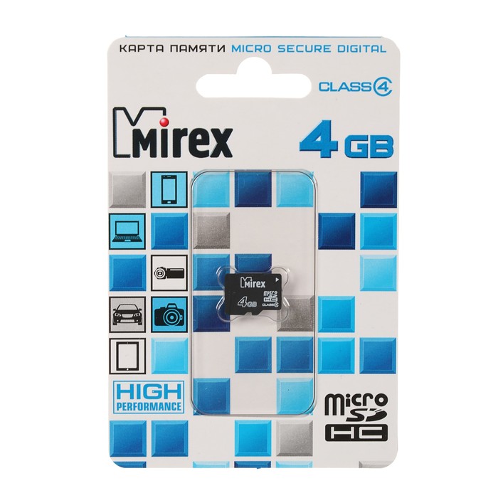 Карта памяти Mirex microSD, 4 Гб, SDHC, класс 4 оптом
