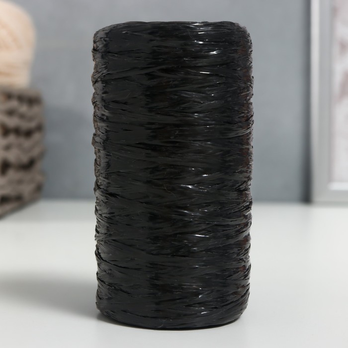 Пряжа "Для вязания мочалок" 100% полипропилен 300м/75±10 гр (черный) оптом