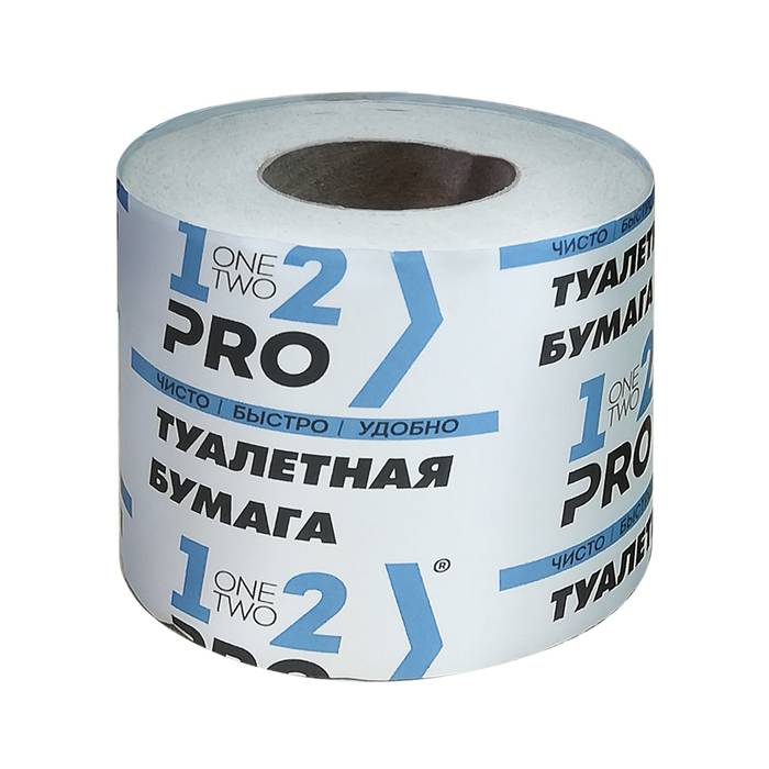 Туалетная бумага 1-2-PRO, 1-слойная, рулон 38 м, вторичное сырье, белая оптом