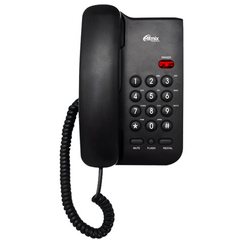 Телефон RITMIX RT-311 black, световая индикация звонка, тональный/импульсный режим, повтор, черный, 80002231 оптом