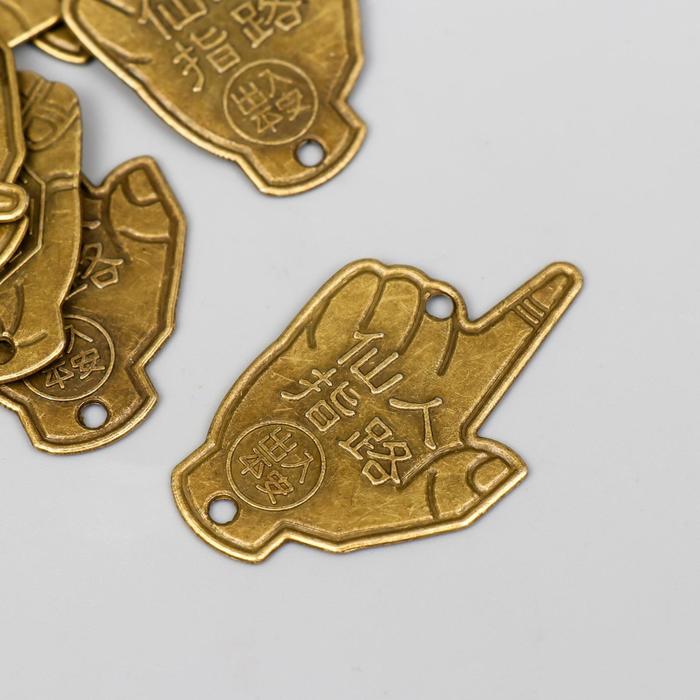 Сувенир металл подвеска "Рука с монетой Инь-ян" под латунь 4,5х3 см оптом