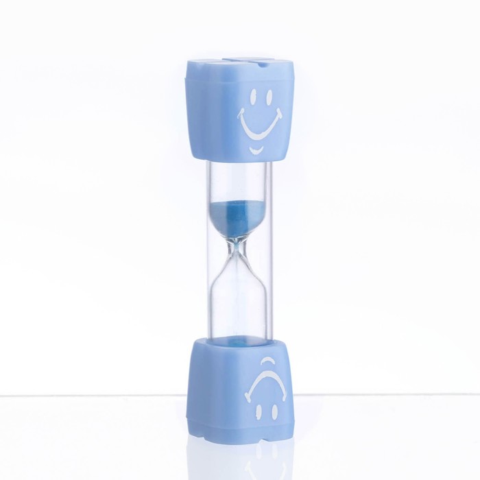 Песочные часы "Смайл" на 3 минуты, 9 х 2.3 см, голубые оптом