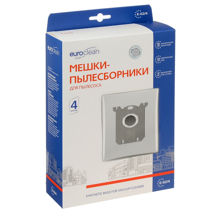 Мешок-пылесборник Euro синтетический, многослойный, 4 шт (Electolux S-Bag) оптом