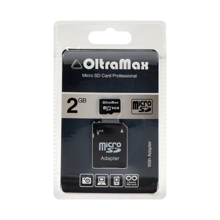 Карта памяти OltraMax MicroSD, 2 Гб, класс 2, с адаптером SD оптом