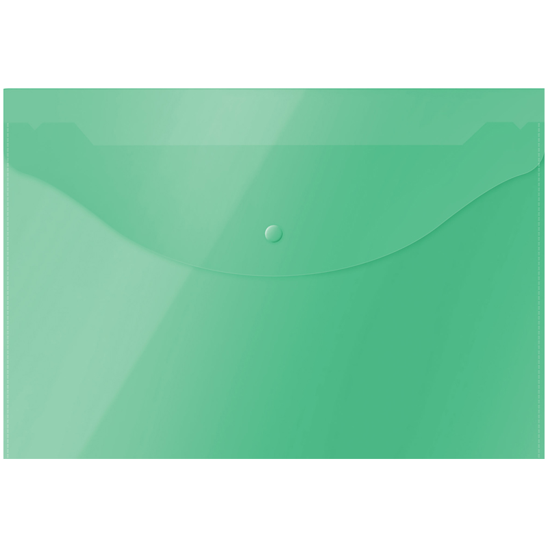 Папка-конверт на кнопке OfficeSpace А4, 120мкм, пластик, зеленая оптом