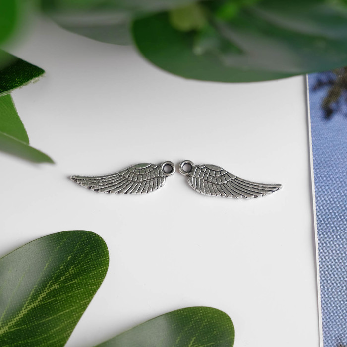 Декор металл для творчества "Крыло ангела" серебро (А1263) 1,7х0,5 см оптом