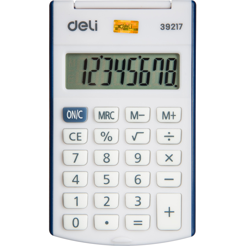 Калькулятор карманный Deli, 8-разр., LCD-диспл., питание от батарейки, синий оптом