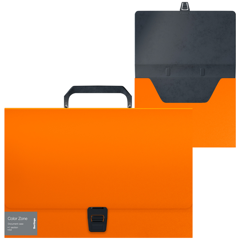 Папка-портфель 1 отделение Berlingo "Color Zone" А4, 330*230*35мм, 1000мкм, оранжевая оптом