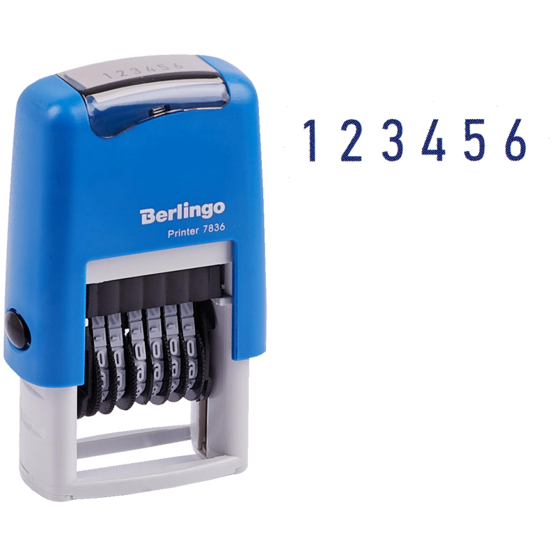 Нумератор мини автомат Berlingo "Printer 7836", 6 разрядов, 3мм, пластик, блистер оптом