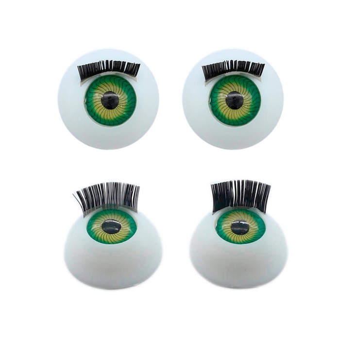 Глаза с ресничками круглые 18 мм, 4 шт. в упаковке (зелёный) оптом