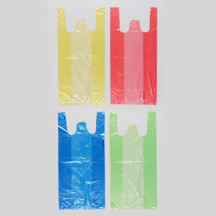 Пакет "4 цвета", полиэтиленовый, майка, ассорти, 40х20 см, 8 мкм оптом