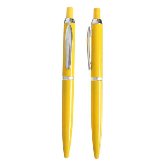 Ручка шариковая автоматическая, 0.5 мм, под логотип, стержень синий, жёлтый корпус оптом