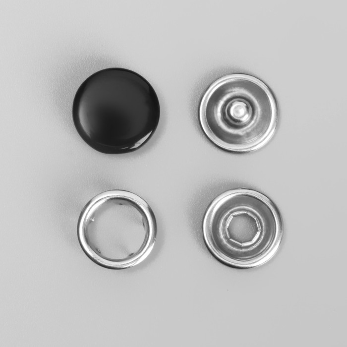 Кнопки рубашечные, закрытые, d = 9,5 мм, цвет чёрный оптом