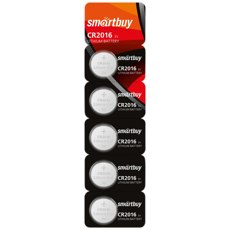 Батарейка SmartBuy CR2016 литиевая, BC5 оптом